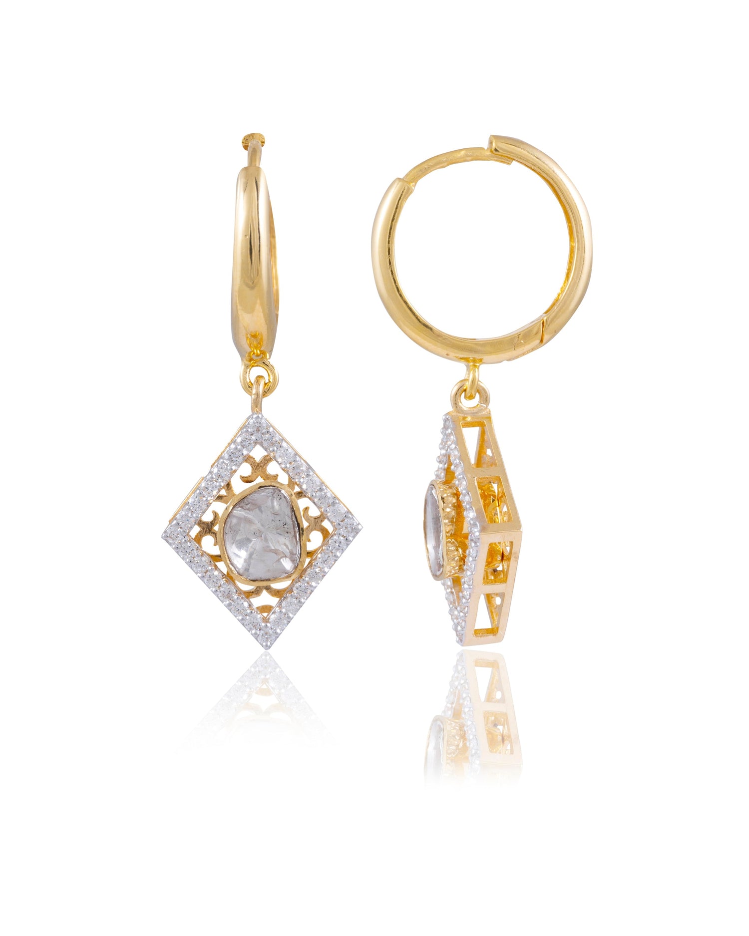 Trisha Polki And Diamond Earrings