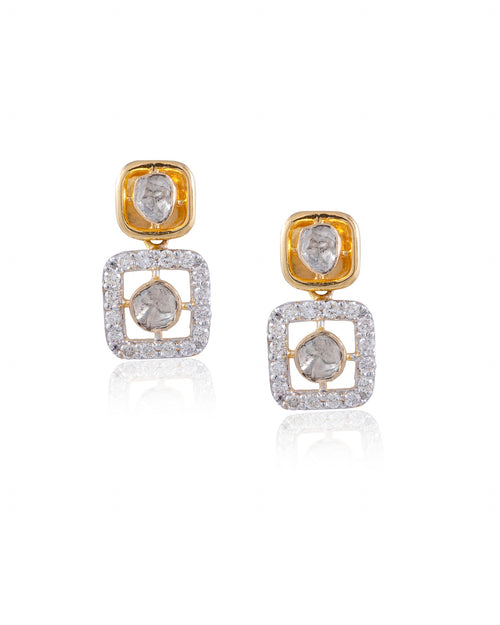 Vaishali Polki And Diamond Earrings