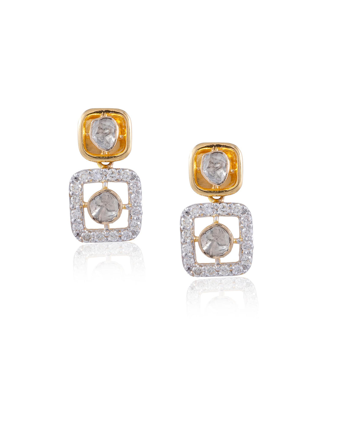 Vaishali Polki And Diamond Earrings
