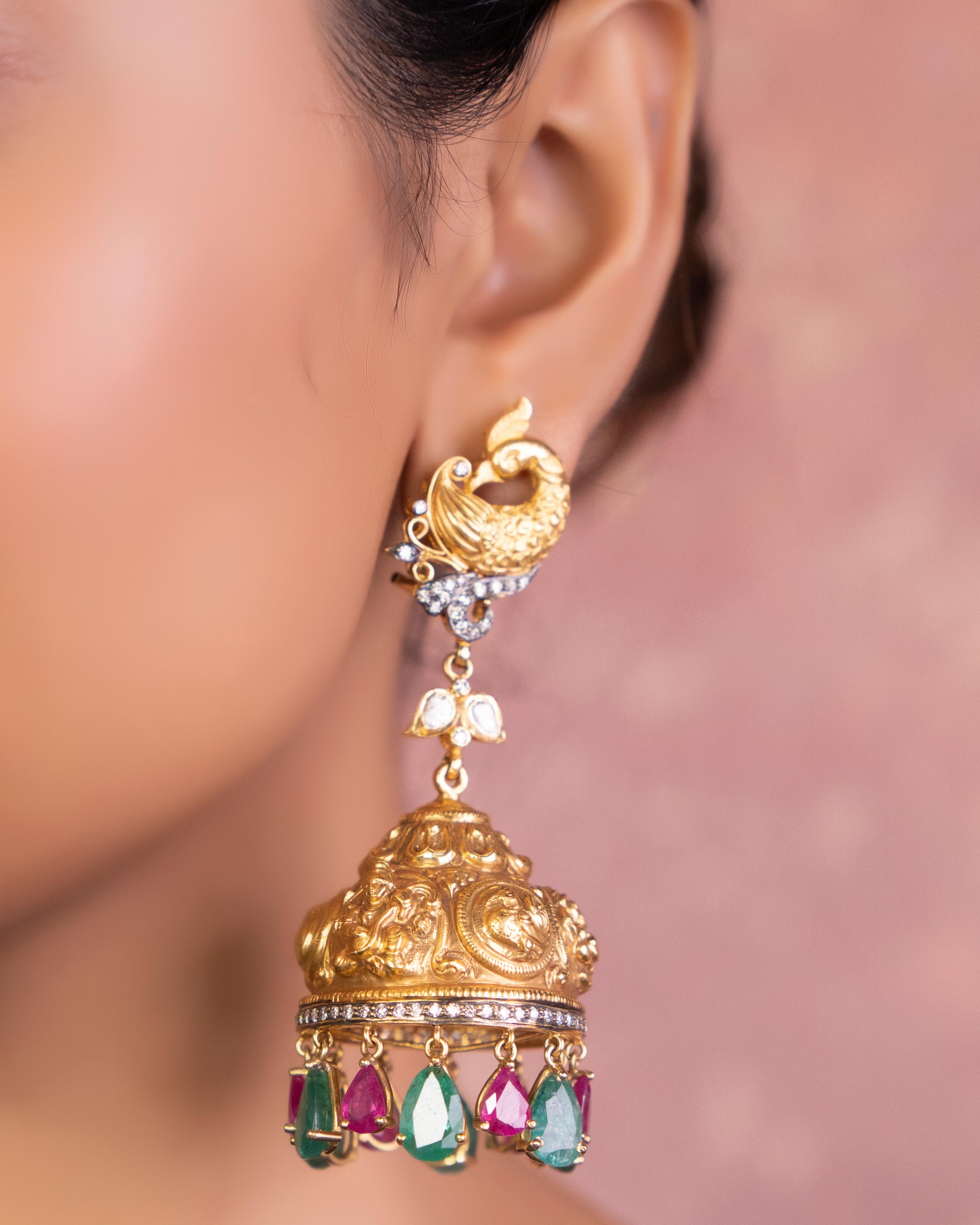 Diamond jhumkas deals latest designs