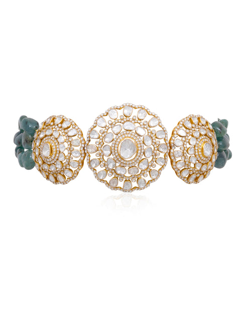 Gauri Bead Choker and Bavna Tops Polki Set