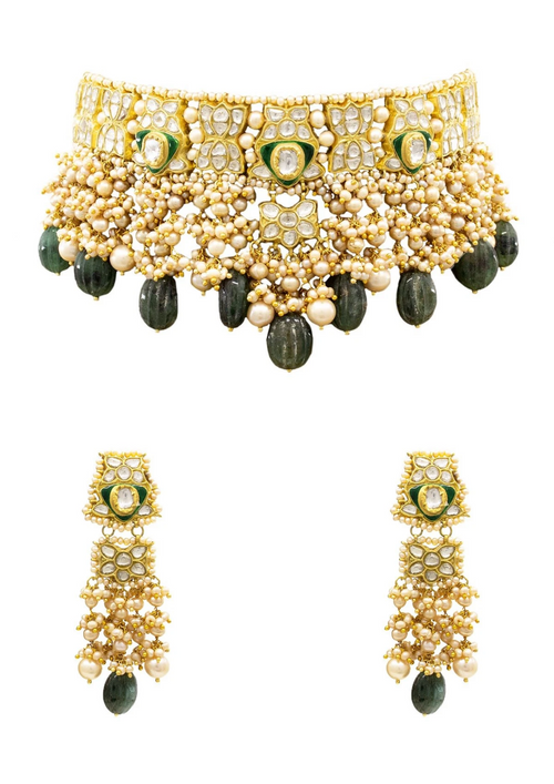 Bella Choker and Andi Earrings Polki Set