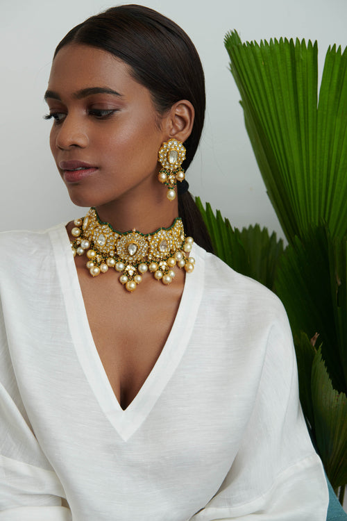 Tarika Polki Long Earrings