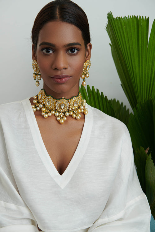 Tarika Polki Long Earrings