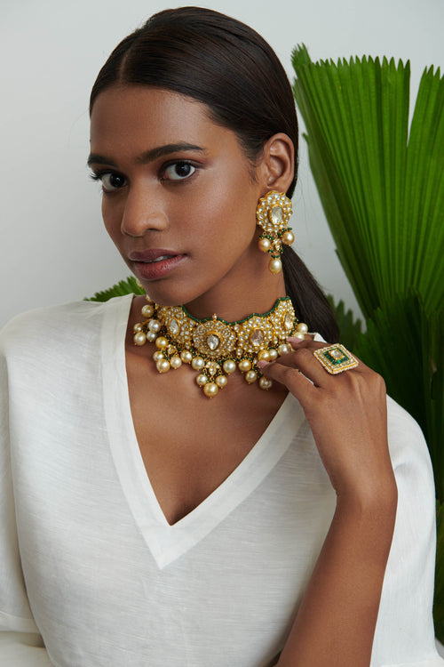 Tarika Polki Long Earrings