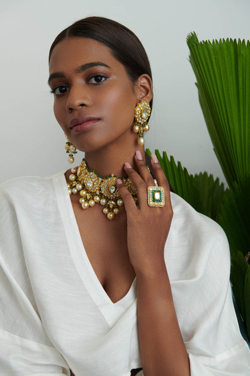 Tarika Polki Long Earrings