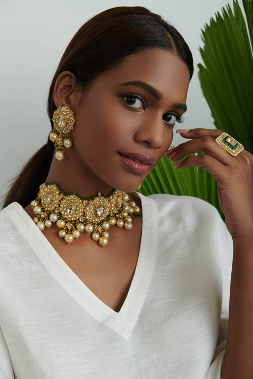 Tarika Polki Long Earrings