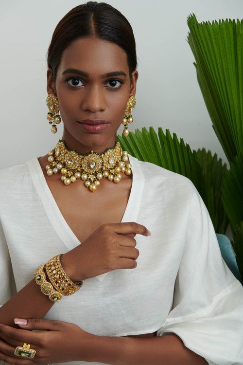 Tarika Polki Long Earrings