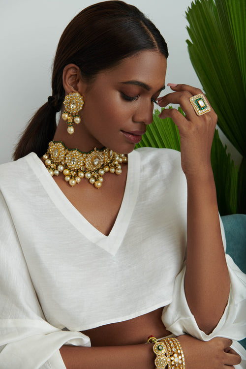 Tarika Polki Long Earrings