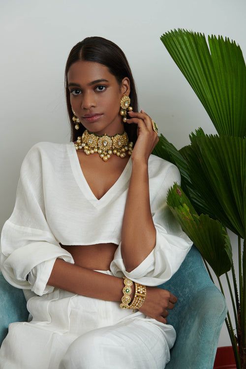 Tarika Polki Long Earrings