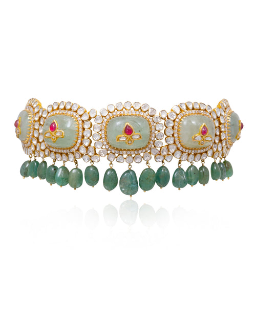 Naysa Choker and Aditi Long Earrings Polki Set