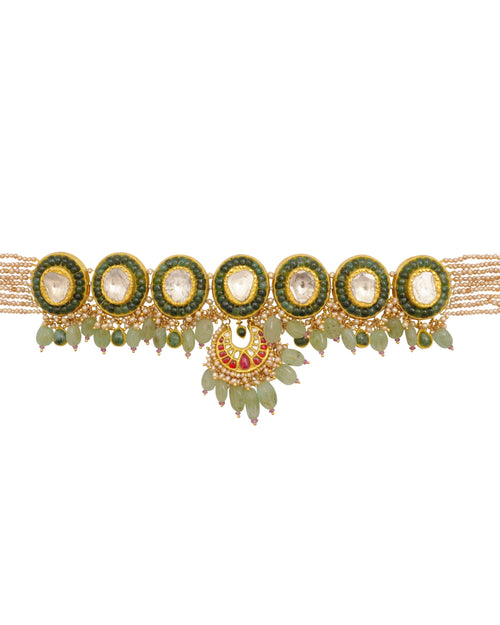 Rudhii Choker And Dhanu Chandbalis Polki Set