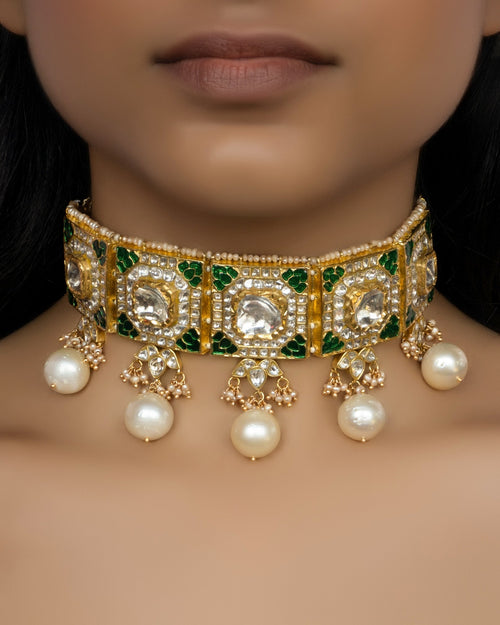 Devyani Choker and Sanjana Tops Polki Set