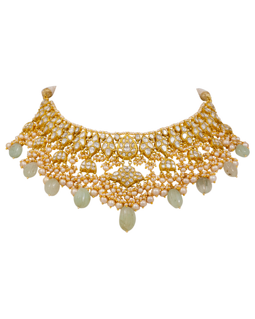 Kinika Necklace and Latif Chandbalis Polki Set