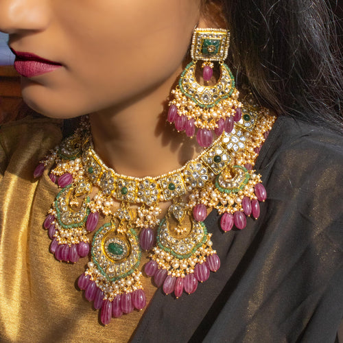 Simpi Necklace and Deeya Chandbalis Polki Set