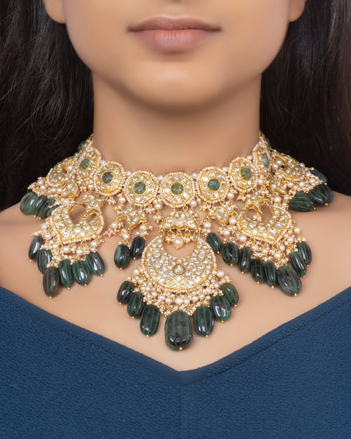 Piyu Necklace and Raafi Chandbalis Polki Set