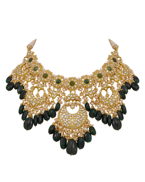 Piyu Necklace and Raafi Chandbalis Polki Set