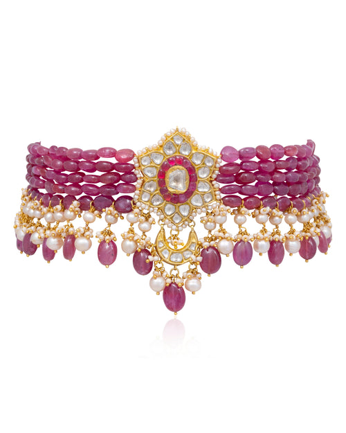 Adalyn Bead Choker and Alyssa Tops Polki Set