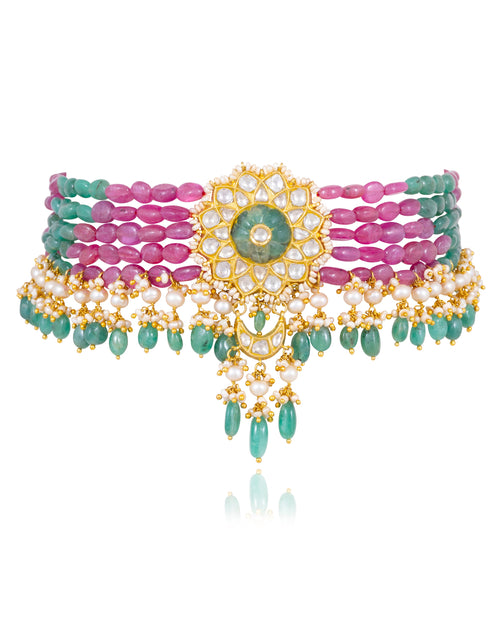 Avanti Bead Choker and Ashisha Tops Set