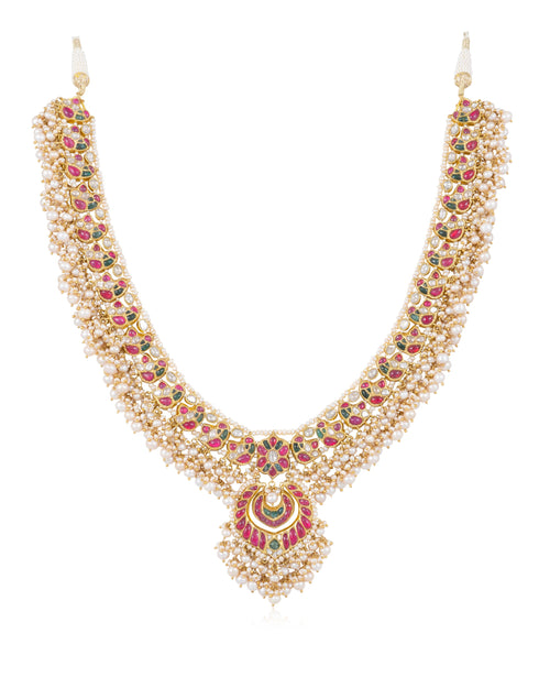 Ratna Long Necklace And Brinda Chandbalis Polki Set