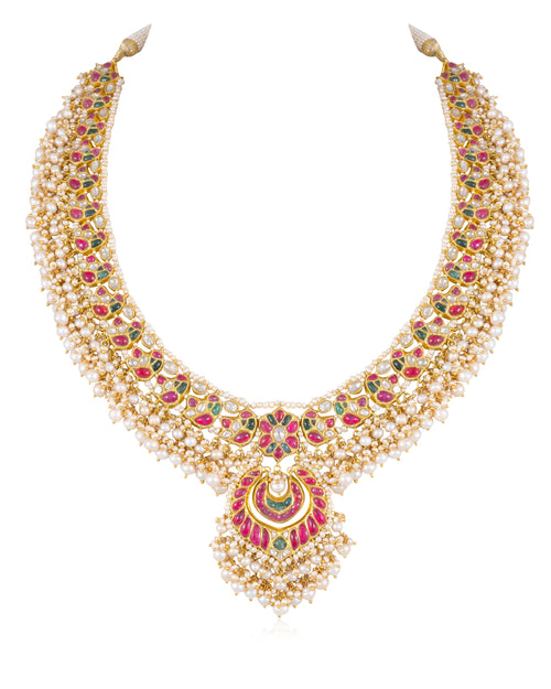 Ratna Long Necklace And Brinda Chandbalis Polki Set