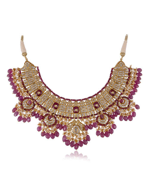 Reeva Necklace And Sanchi Long Earrings Polki Set
