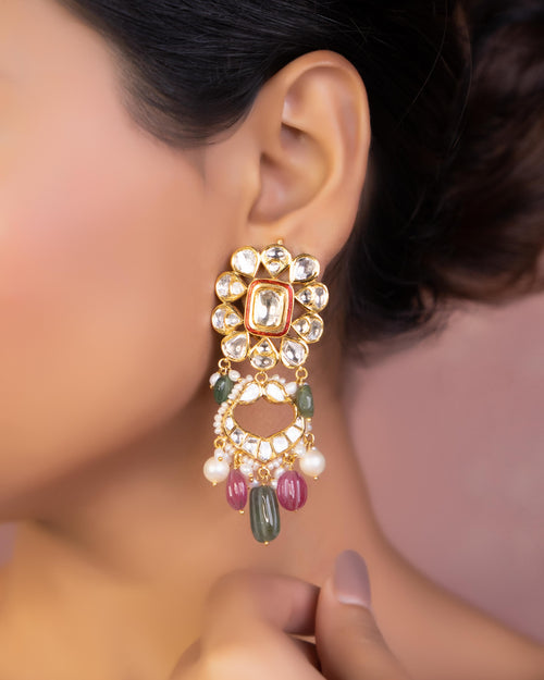 Krishta Jadau Polki Chandbalis