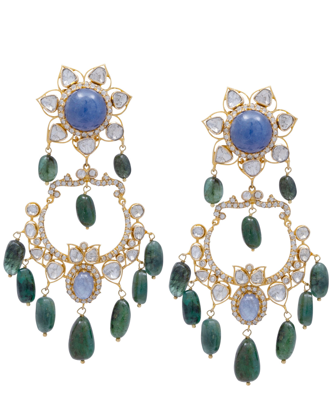 Trishka Bead Choker and Sakhia Chandbalis Polki Set