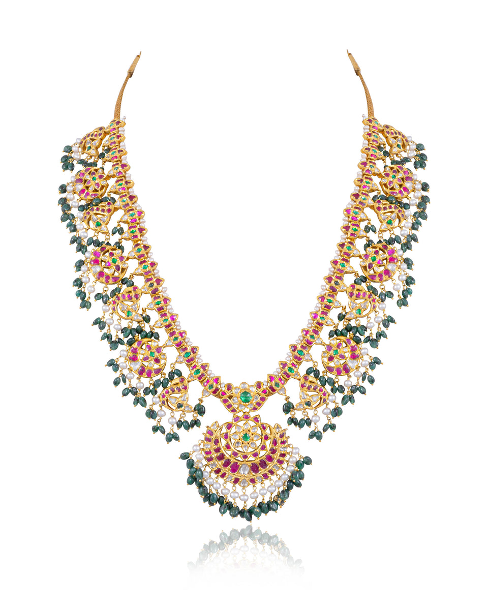 Sangita Jadau Polki Long Necklace – Tyaani Jewellery LLP