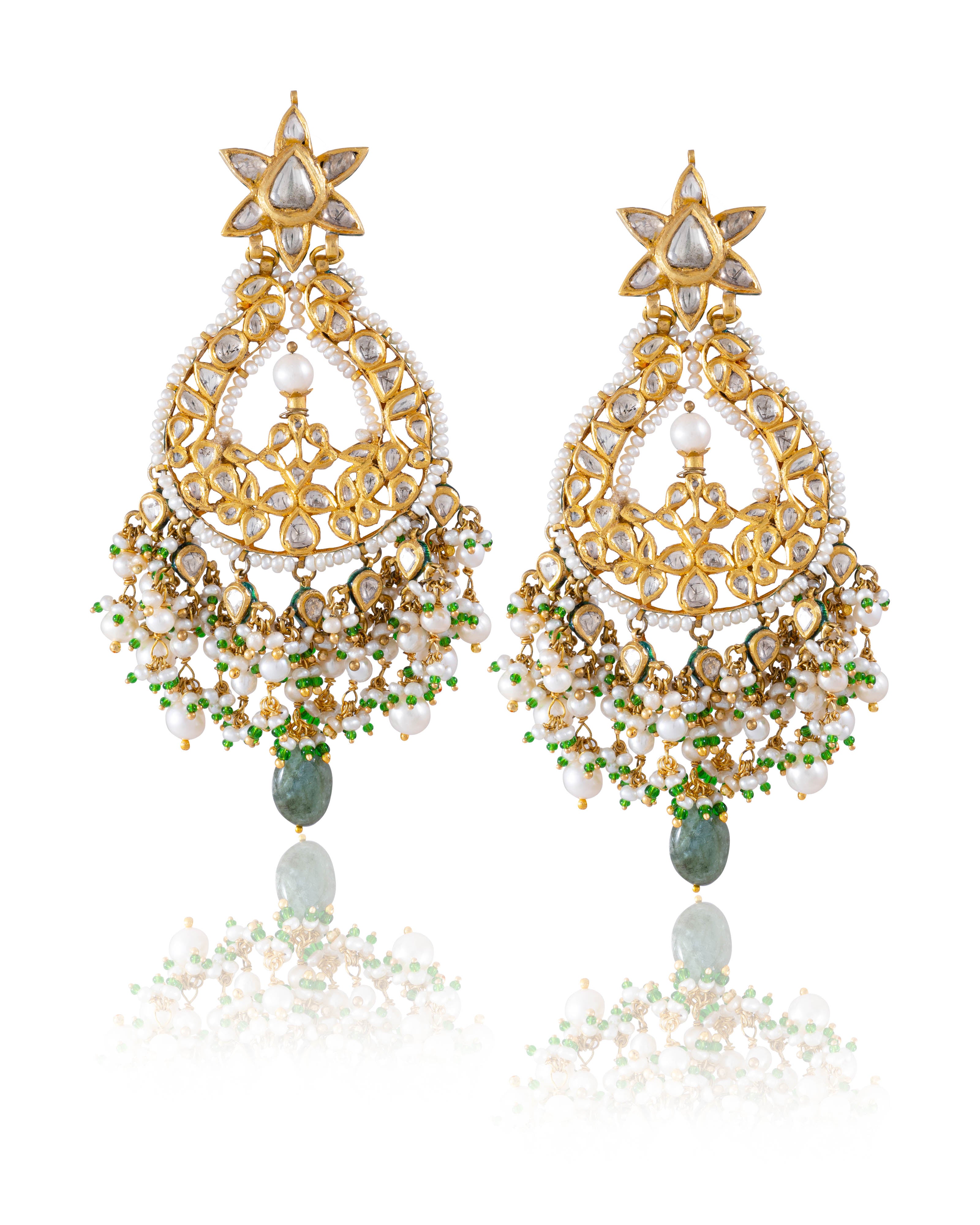 Jadau Polki Chandbali Earrings
