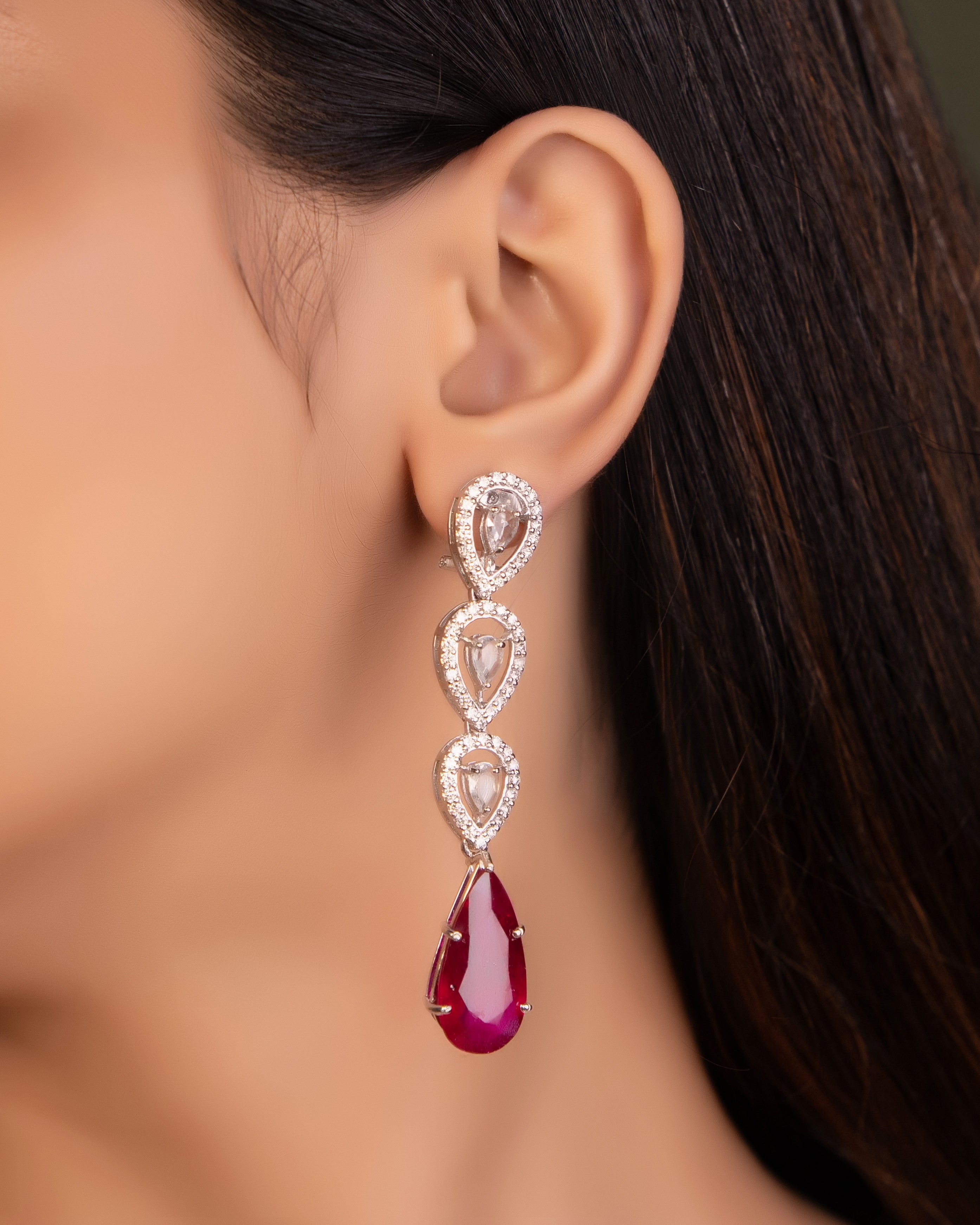 Buy Classy Long Diamond Cz Stones Silver Rhodium Plated Chandelier Earrings,indian  Jewelry,statement Earrings,diamond Earrings,indian Earrings Online in India  - Etsy