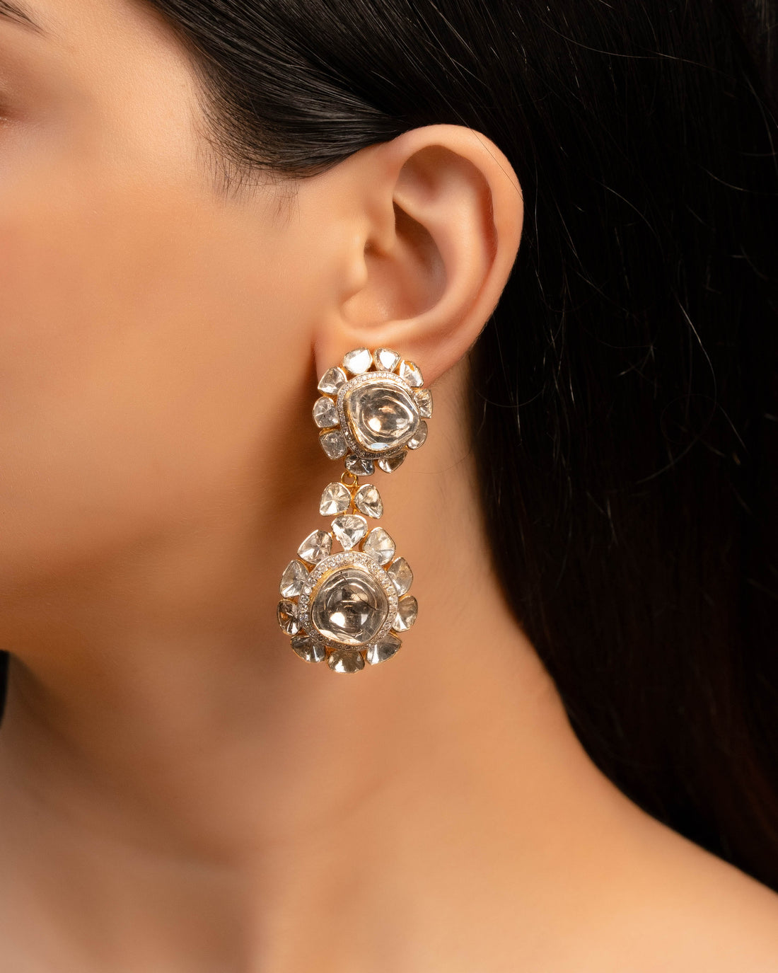 Naira Polki And Diamond Long Earrings