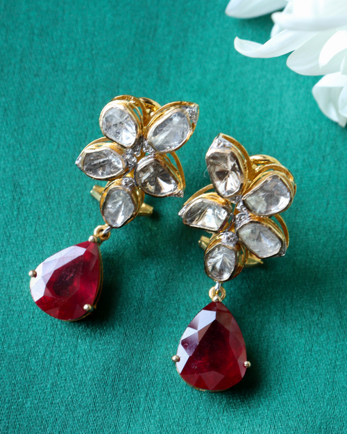 Lokshita Polki And Diamond Long Earrings