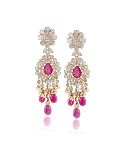Usha Polki And Diamond Earrings - NO ORDERS