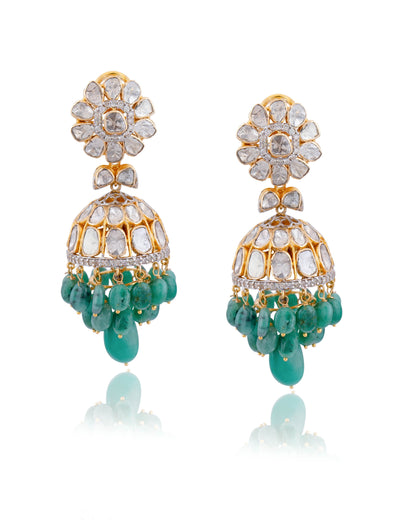 Nirali Polki And Diamond Jhumkas