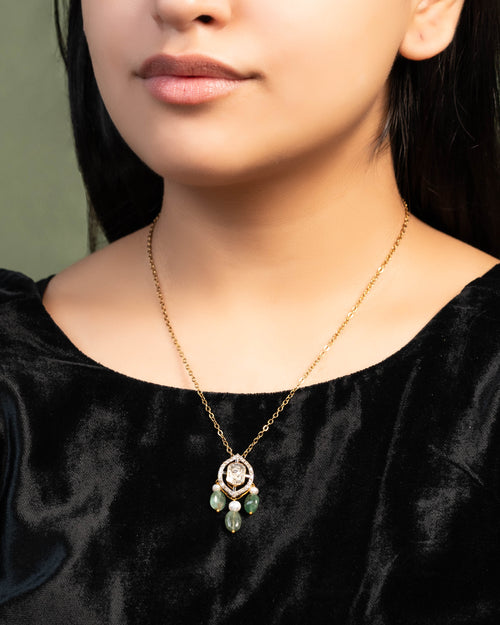 Octavia Pendant And Shiya Tops Polki And Diamond Set