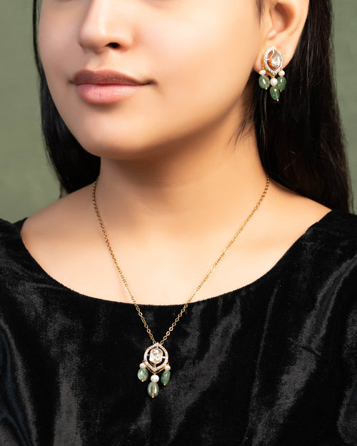 Octavia Pendant And Shiya Tops Polki And Diamond Set