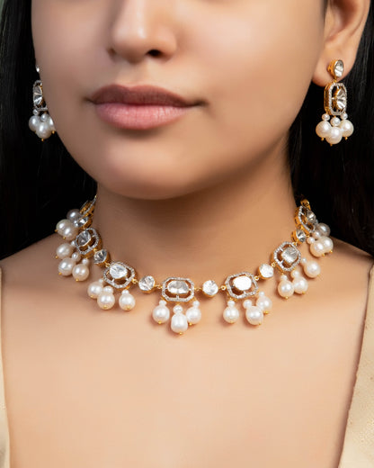 Shreya Choker And Olivia Long Earrings Polki And Diamond Set