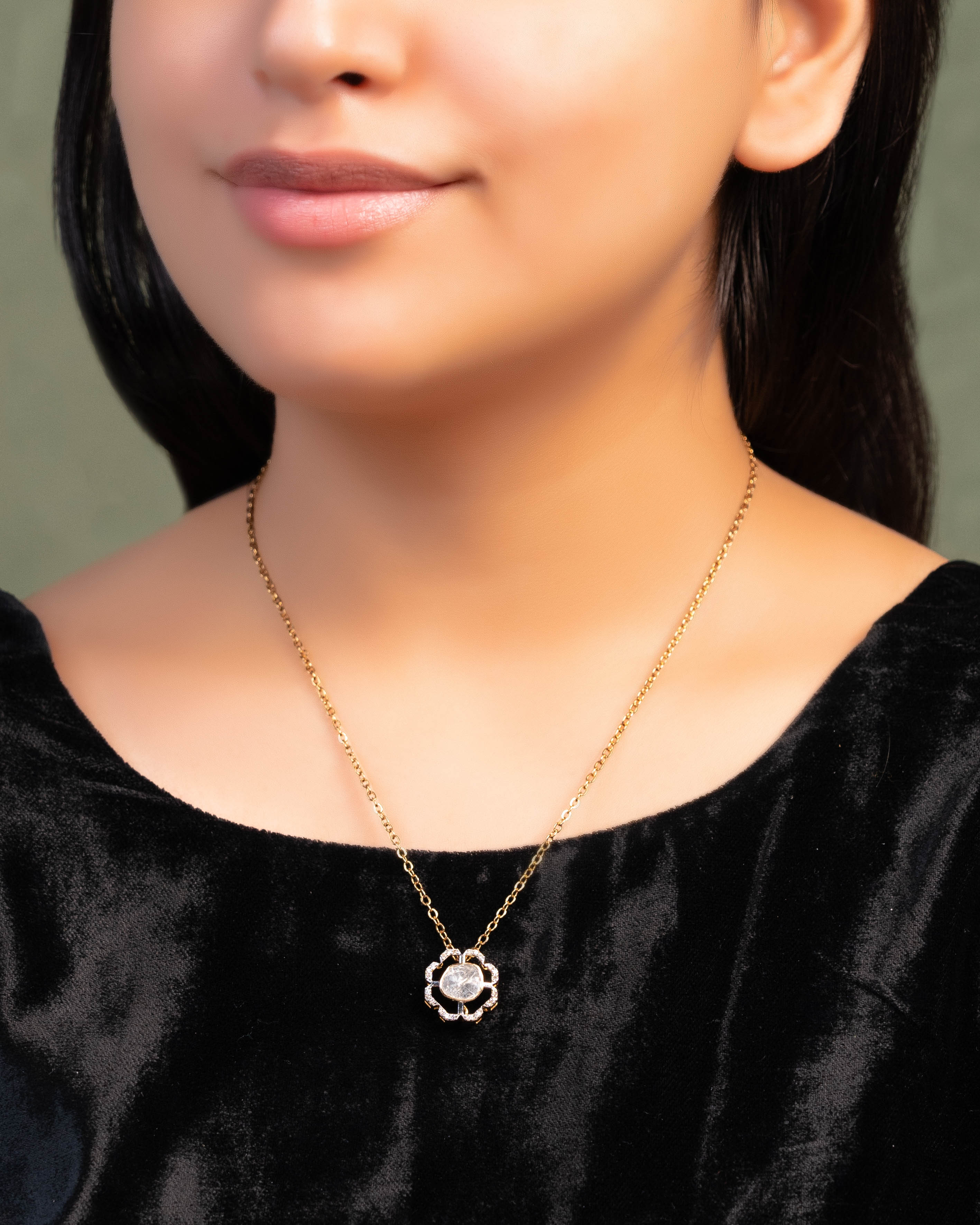 Maitri Polki And Diamond Pendant