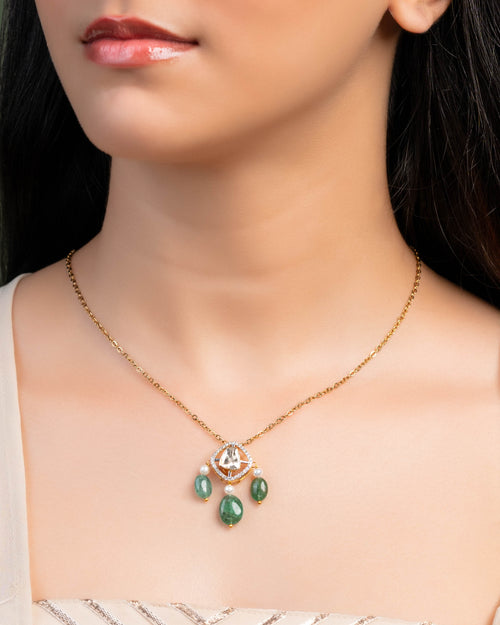 Pareen Polki And Diamond Pendant