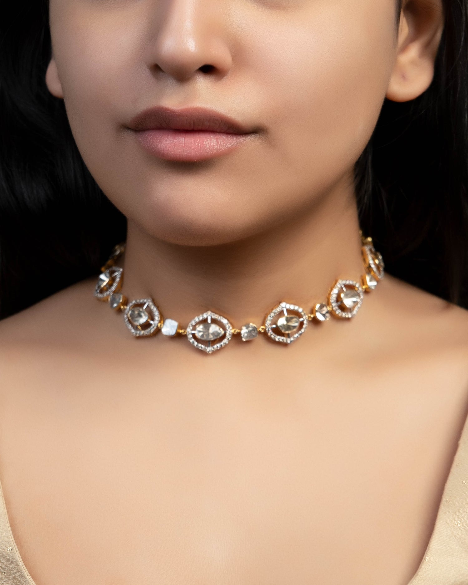 Sariah Choker And Naomi Long Earrings Polki And Diamond Set