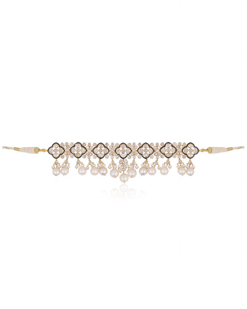 Vida Choker And Casandra Long Earrings Polki Set