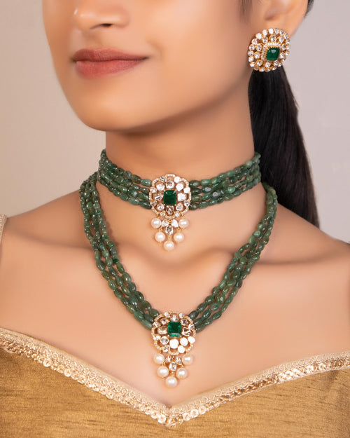 Mira Polki And Diamond Bead Pendants