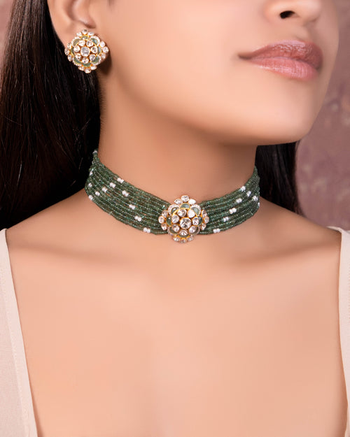 NO ORDERS - Rakul Bead Choker And Sanskrutika Tops Polki And Diamond Set