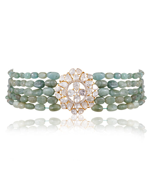 Nikita Bead Choker And Ritika Tops Polki And Diamond Set