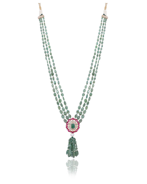 Ella Polki And Diamond Bead Pendant