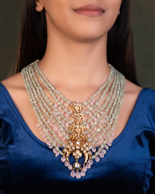 Aarifa Polki And Diamond Bead Pendant