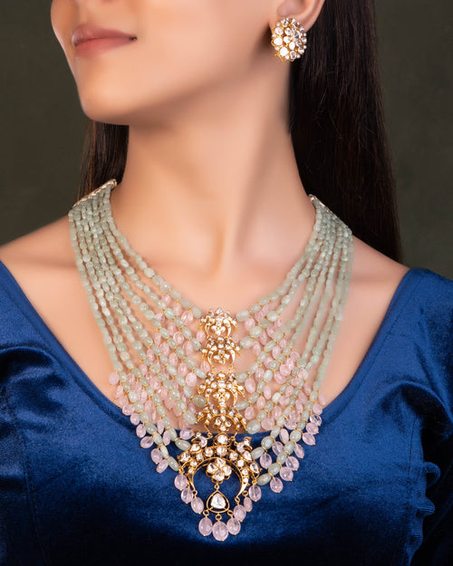 Aarifa Polki And Diamond Bead Pendant