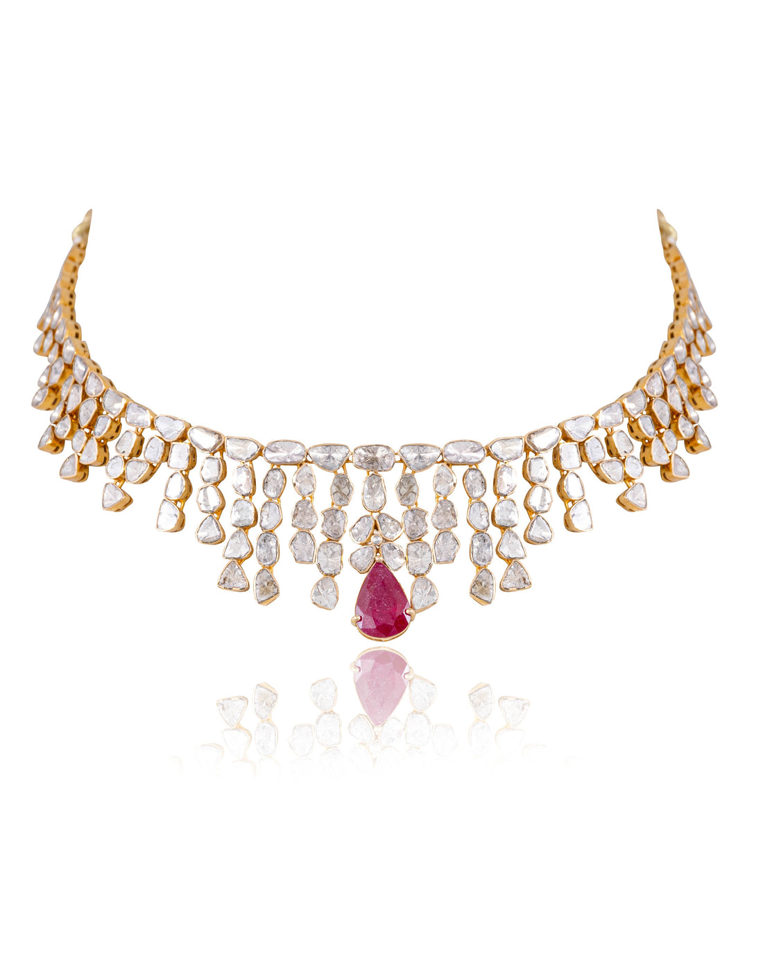 Diya Necklace And Sanskruti Long Earrings Polki Set