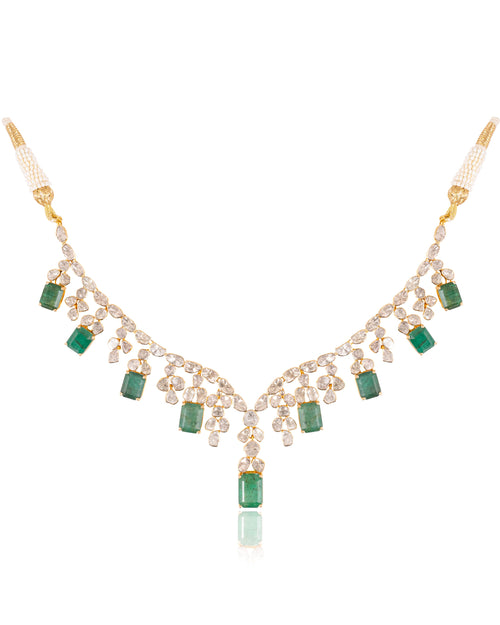 Afsha Necklace And Nadiya Long Earrings Polki Set